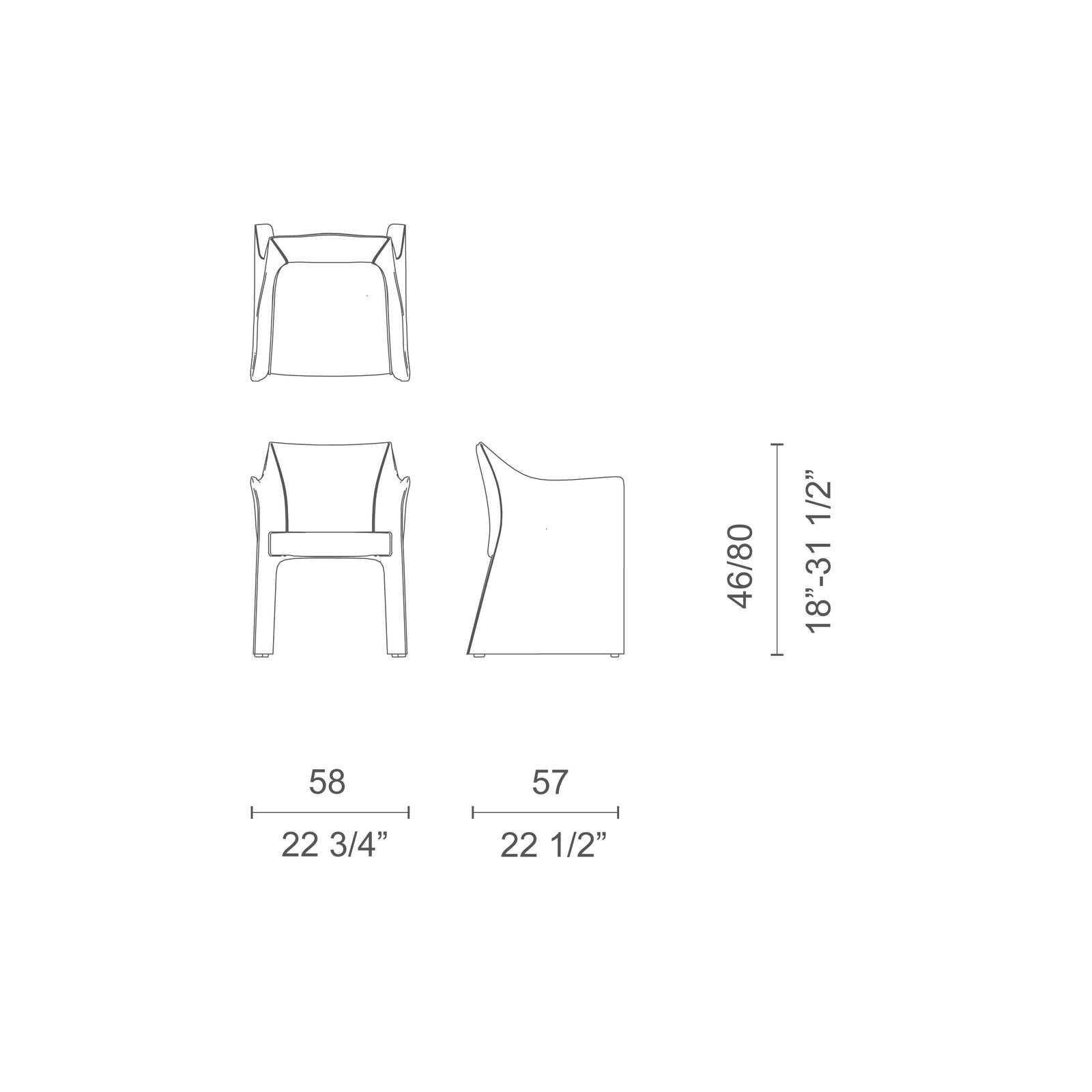 Cap Chair 2 dimensions