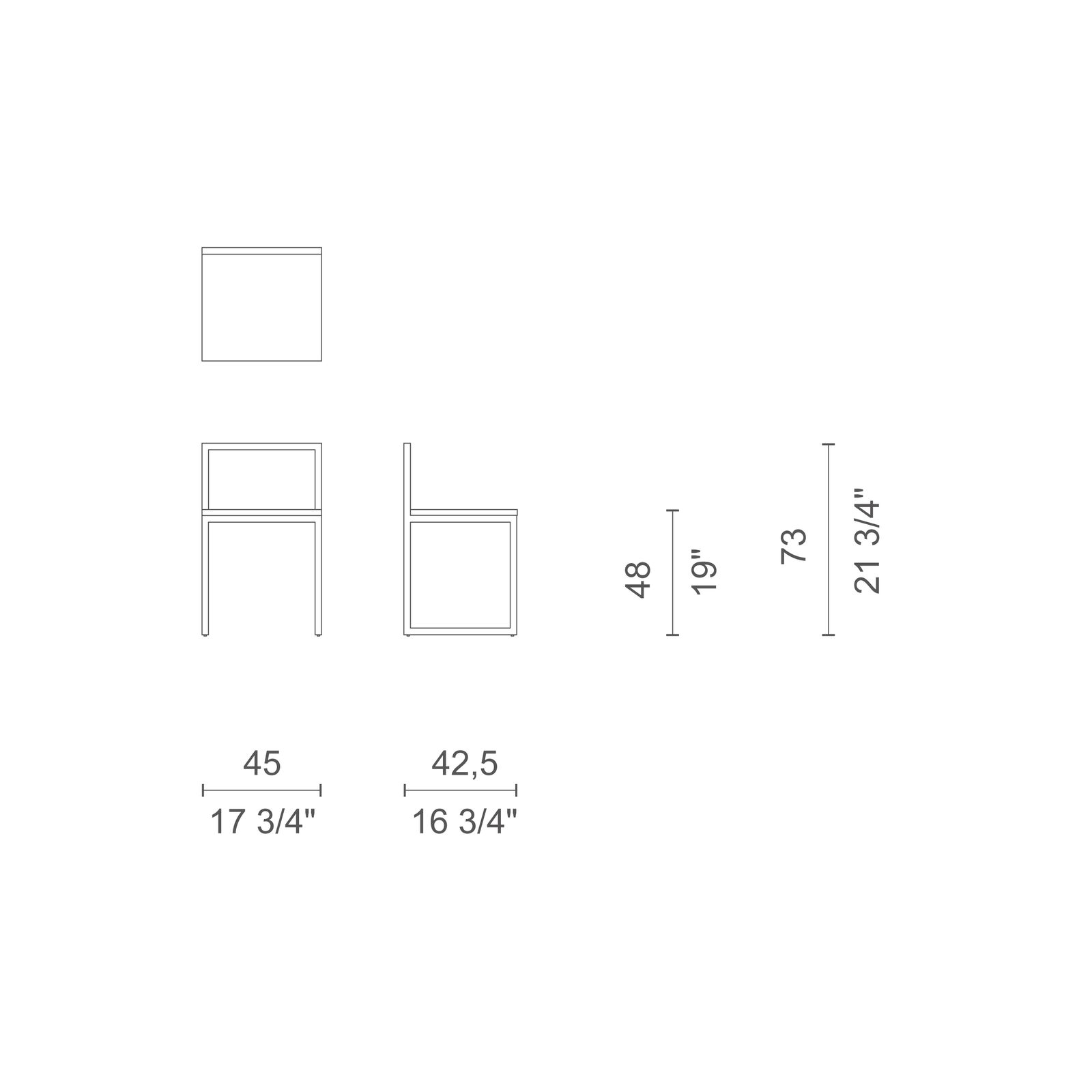 Fronzoni '64 Chair dimensions