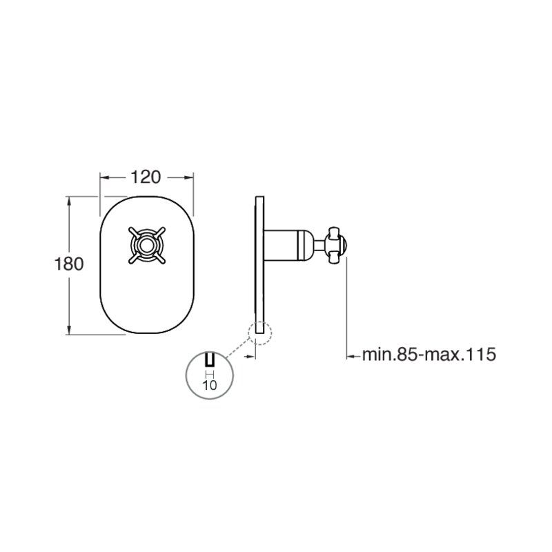 Londra CRILD686 - external bath/shower trim set dimensions