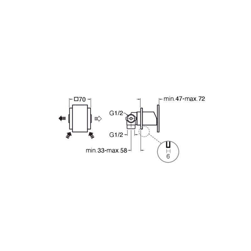 Tabula CRITA638 - external shower mixer dimensions