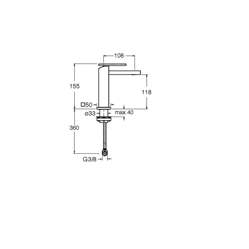 Tabula CRITA920 - basin mixer dimensions