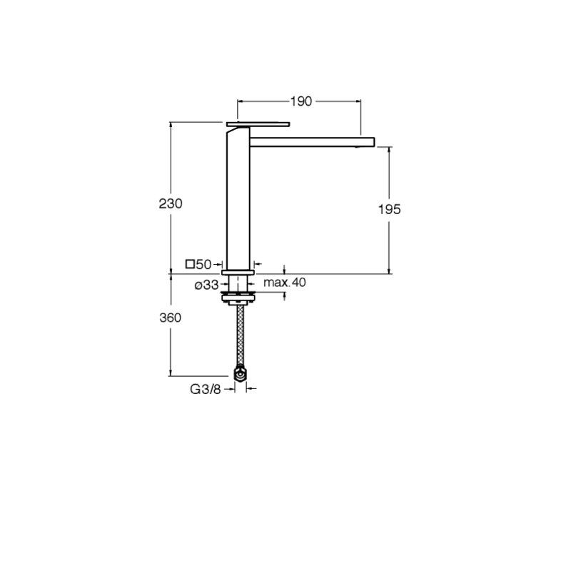 Tabula CRITA927 - basin mixer dimensions