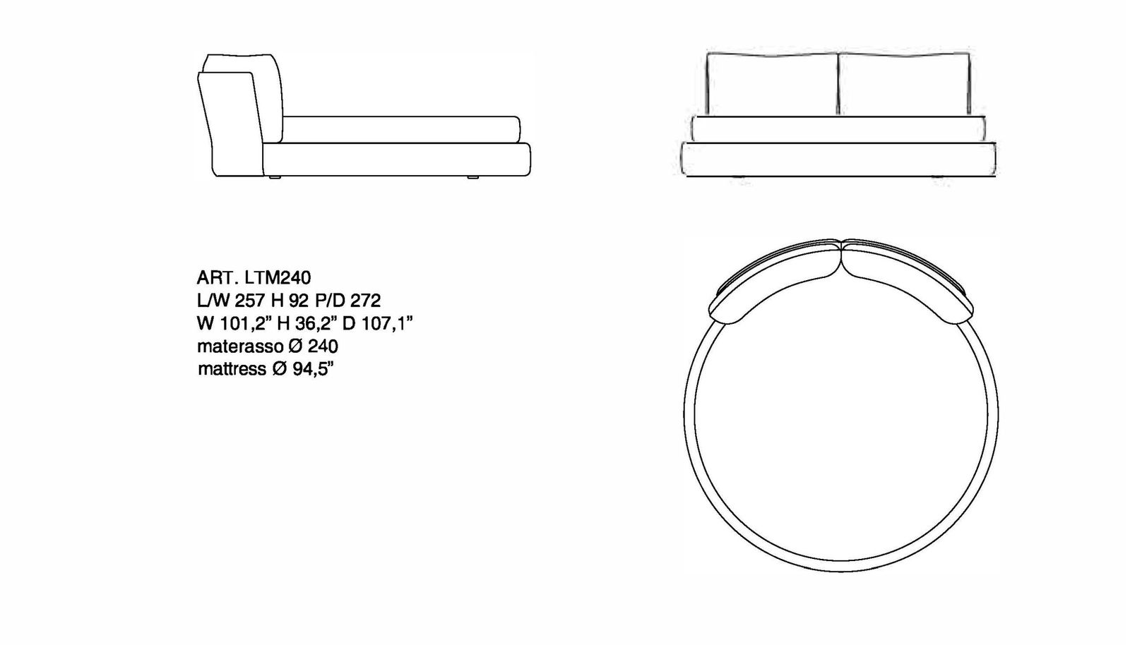 Timeo round dimensions