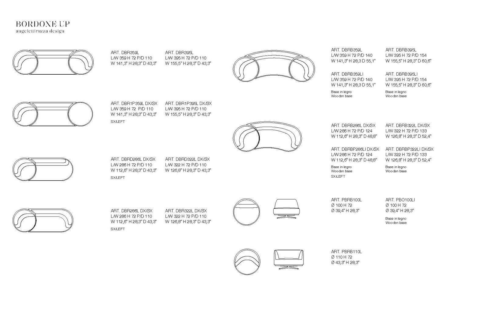 Bordone up dimensions