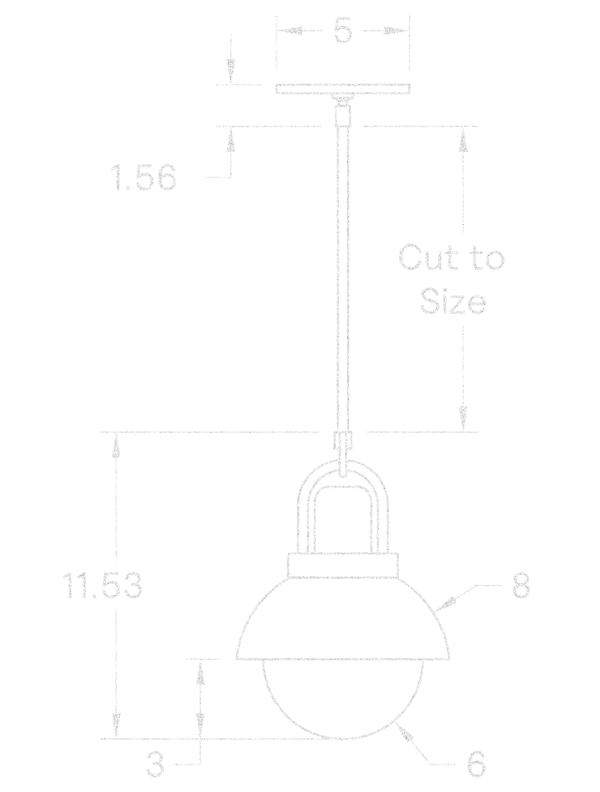 Glass Arc Dome 08" dimensions