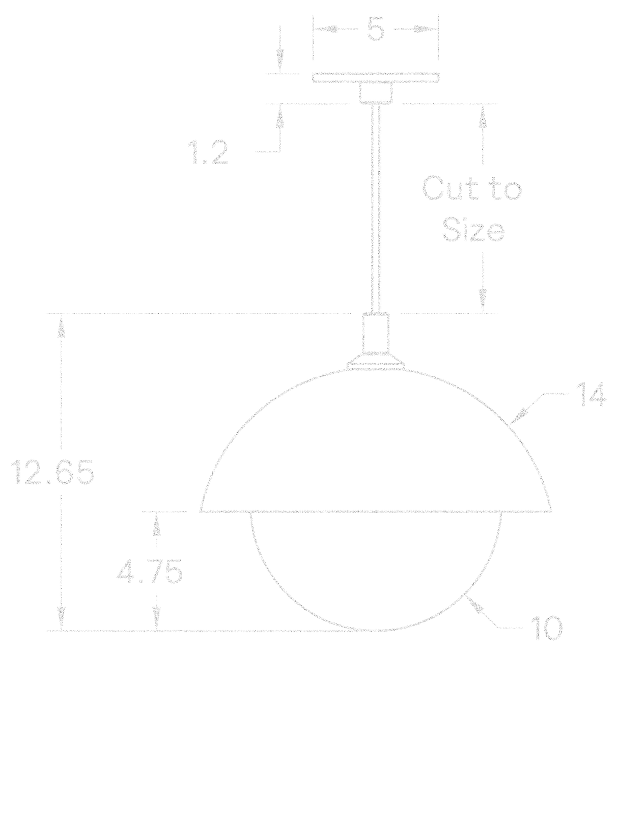 Glass Dome Pendant 14" dimensions