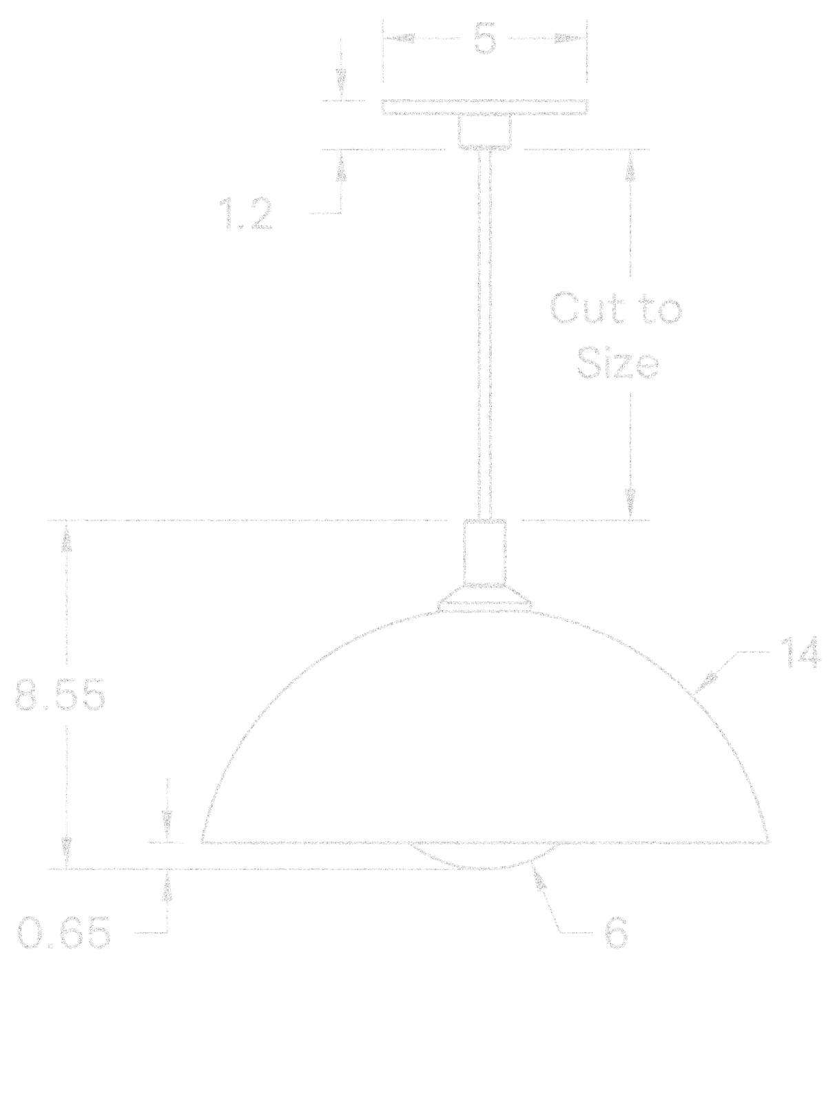 Half Dome Pendant 14" Perforated dimensions
