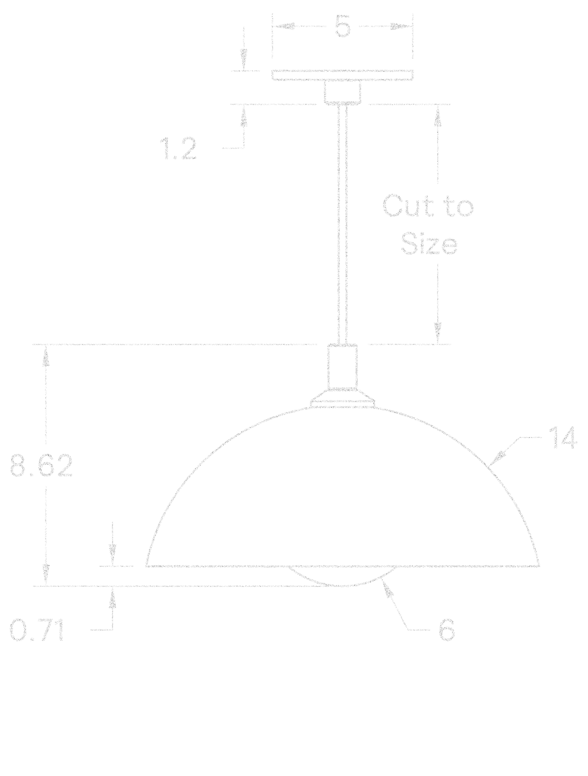 Glass Half Dome Pendant 14" dimensions