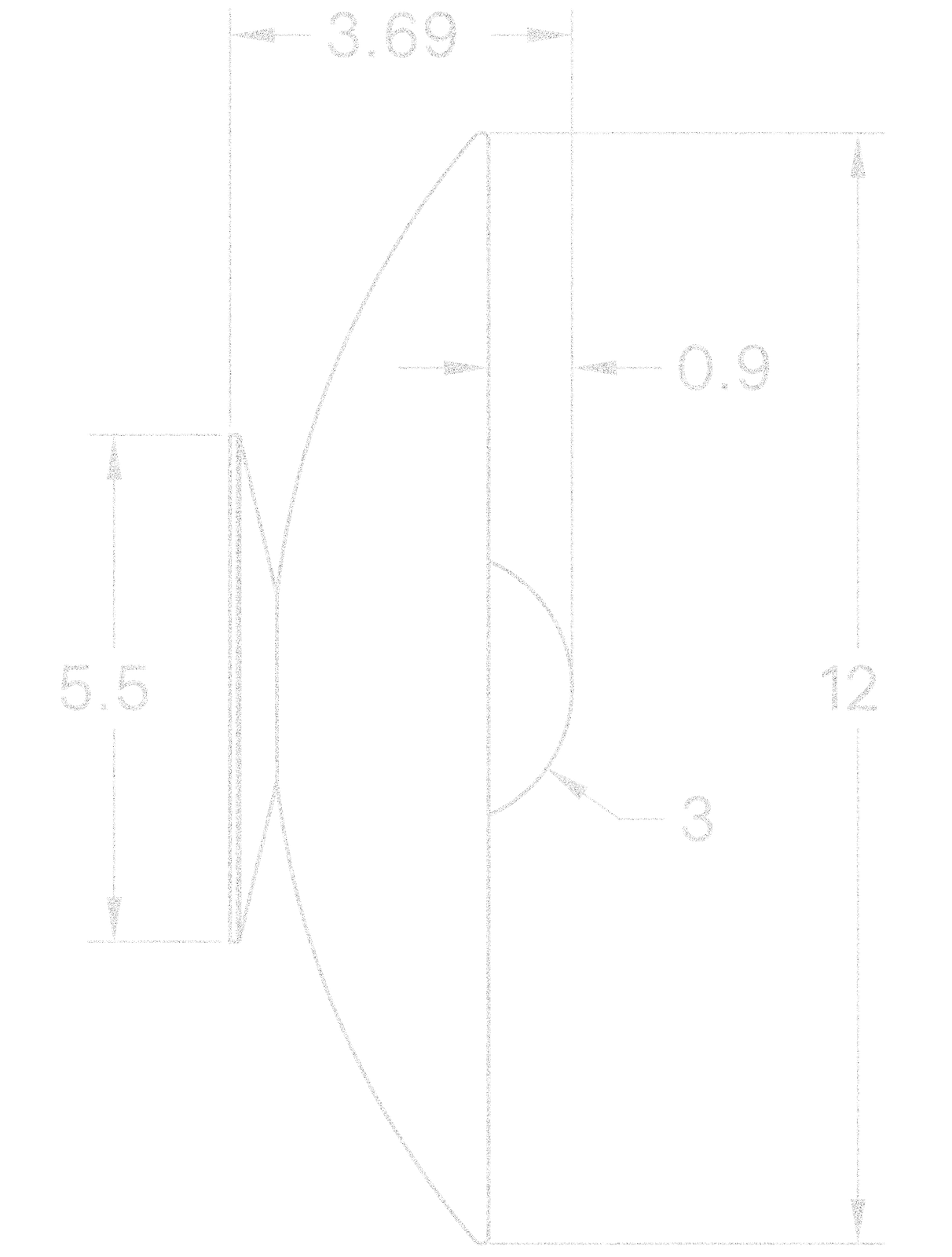 Glass Concentric 12" dimensions