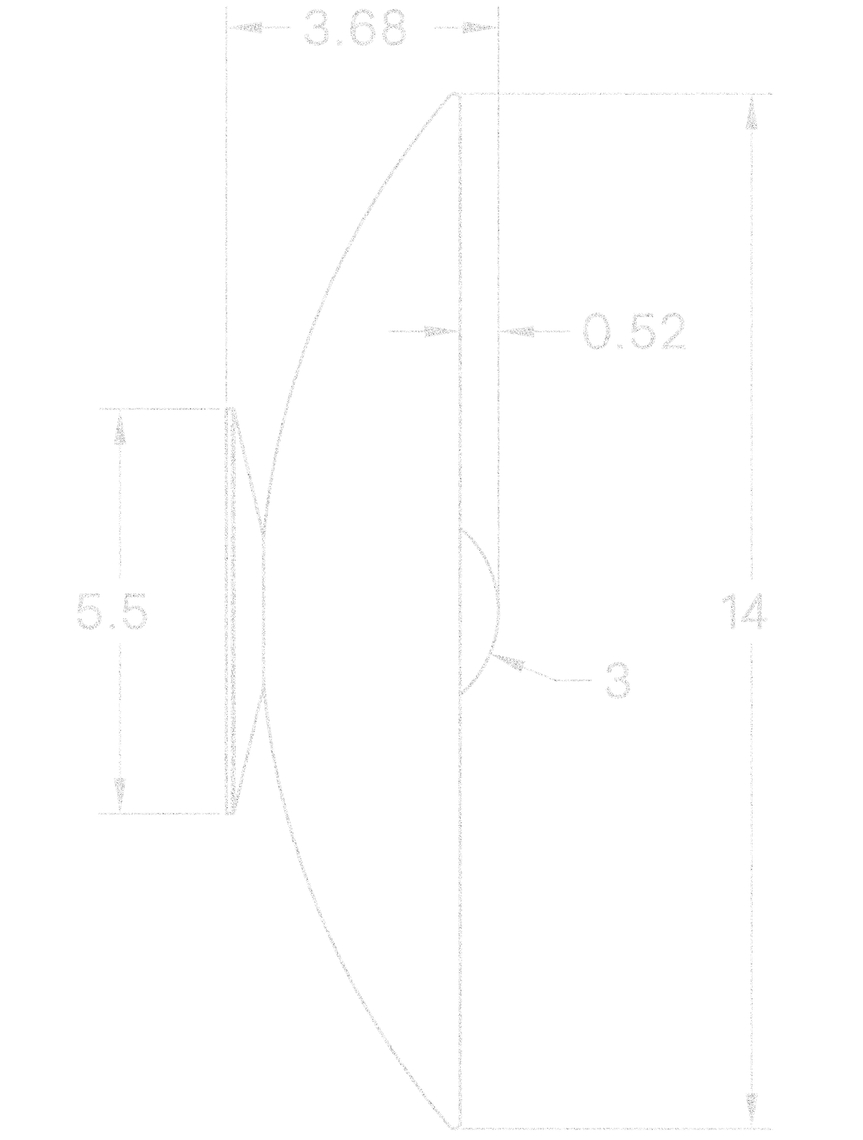 Glass Concentric 14" dimensions
