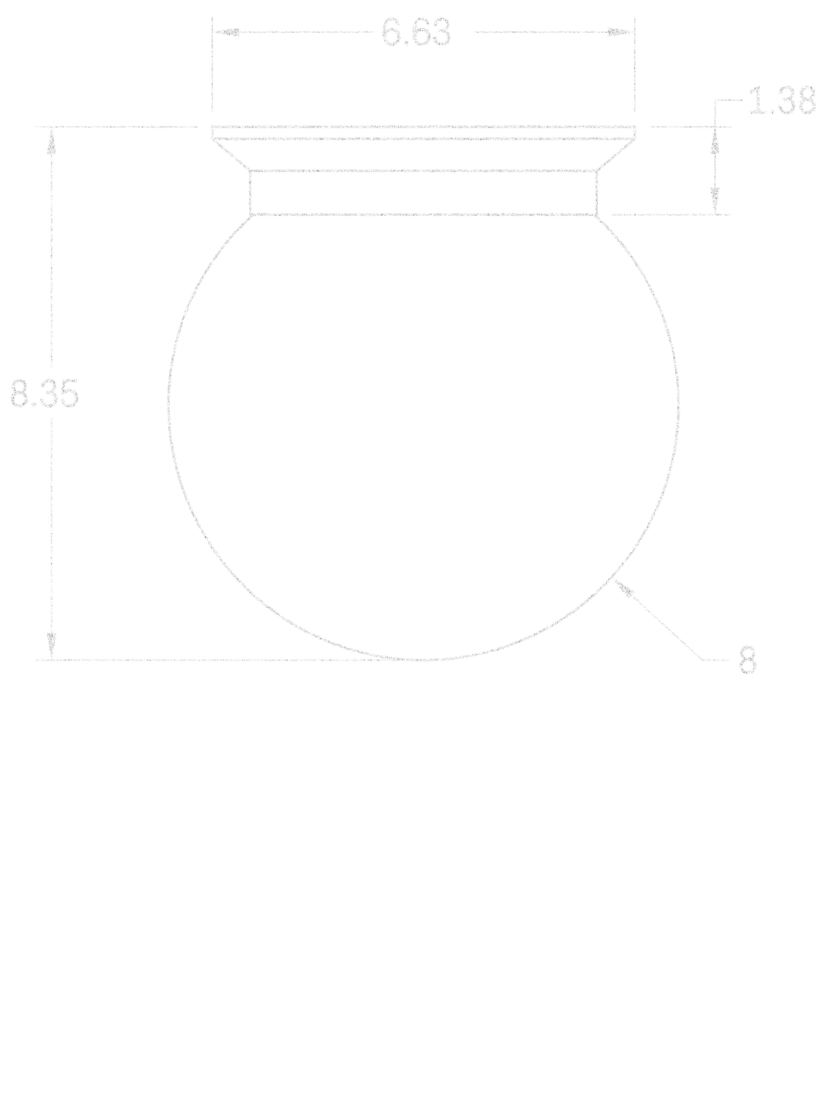 Flush Globe 08" dimensions