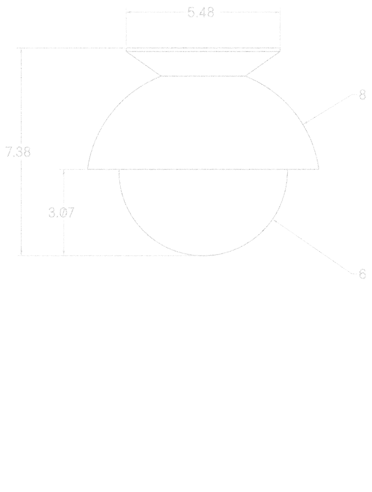 Glass Flush Dome 08" dimensions