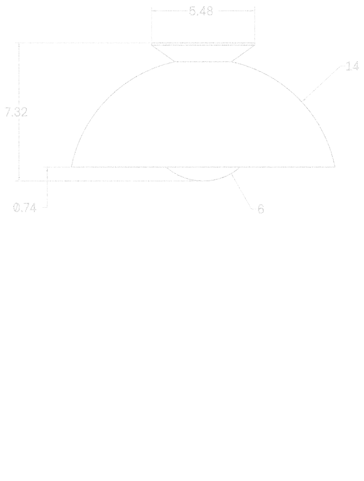 Glass Flush Half-Dome 14" dimensions