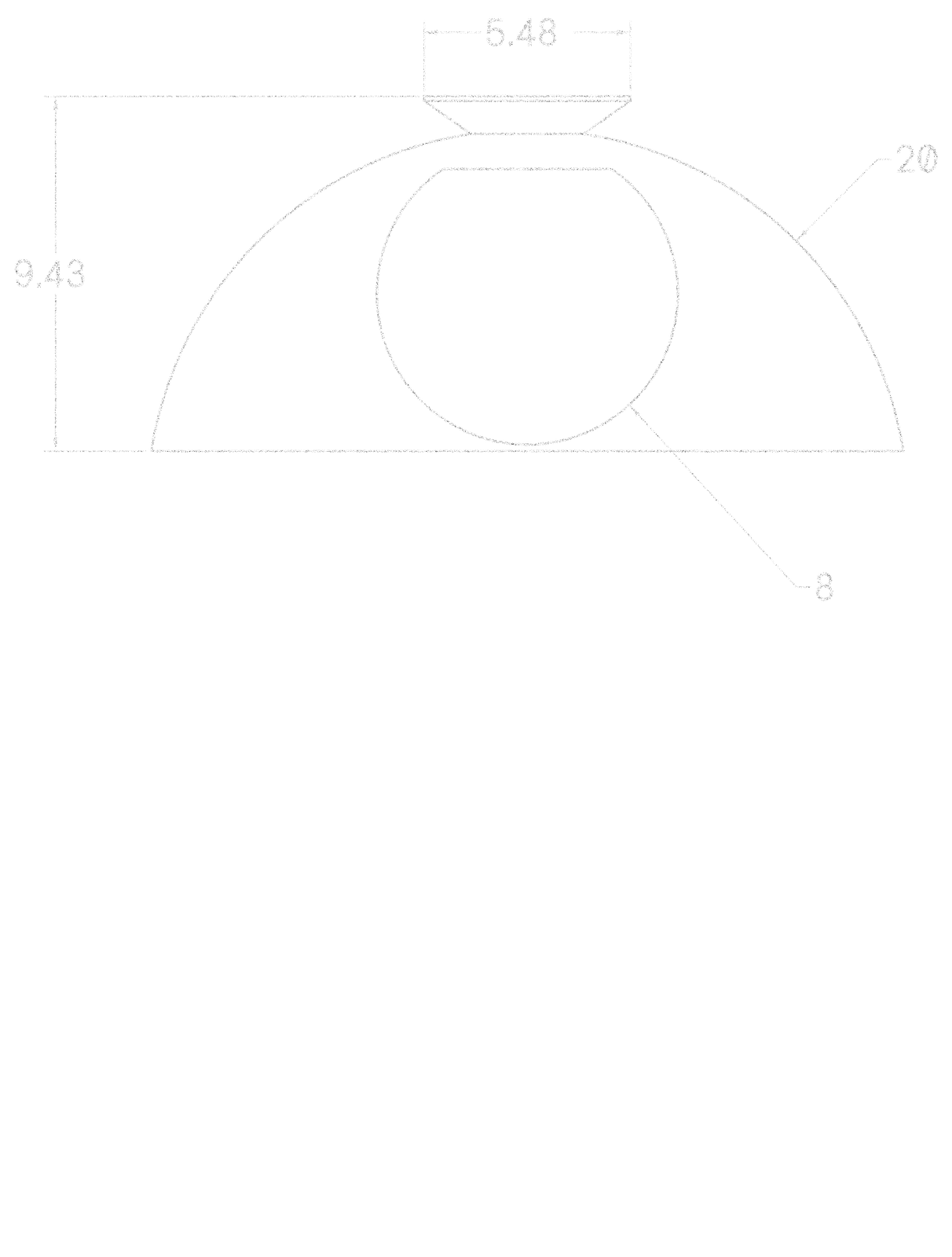 Glass Flush Half-Dome 20" dimensions