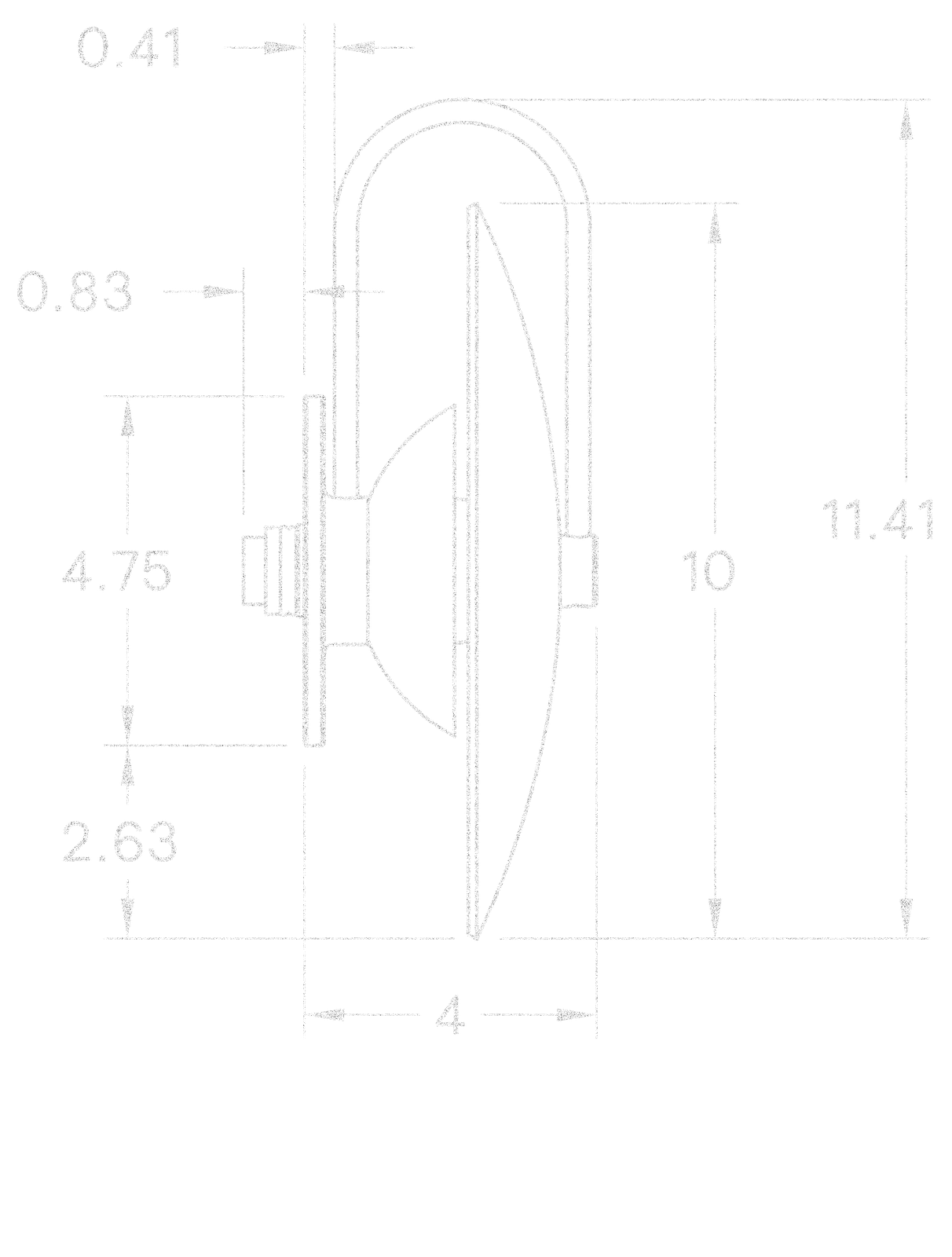ADA Aperture - Slumped Glass 10" dimensions