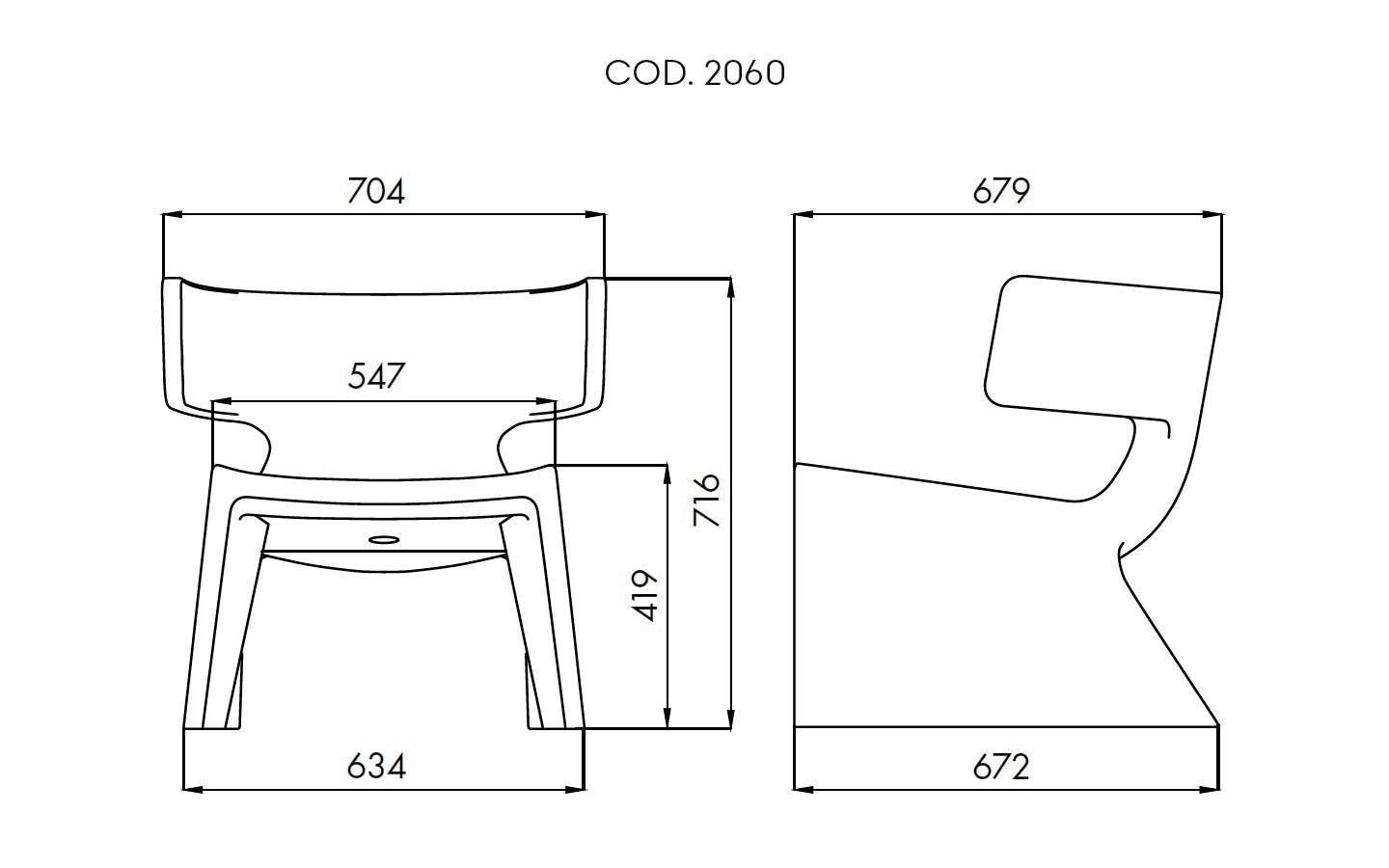 Meg Armchair dimensions