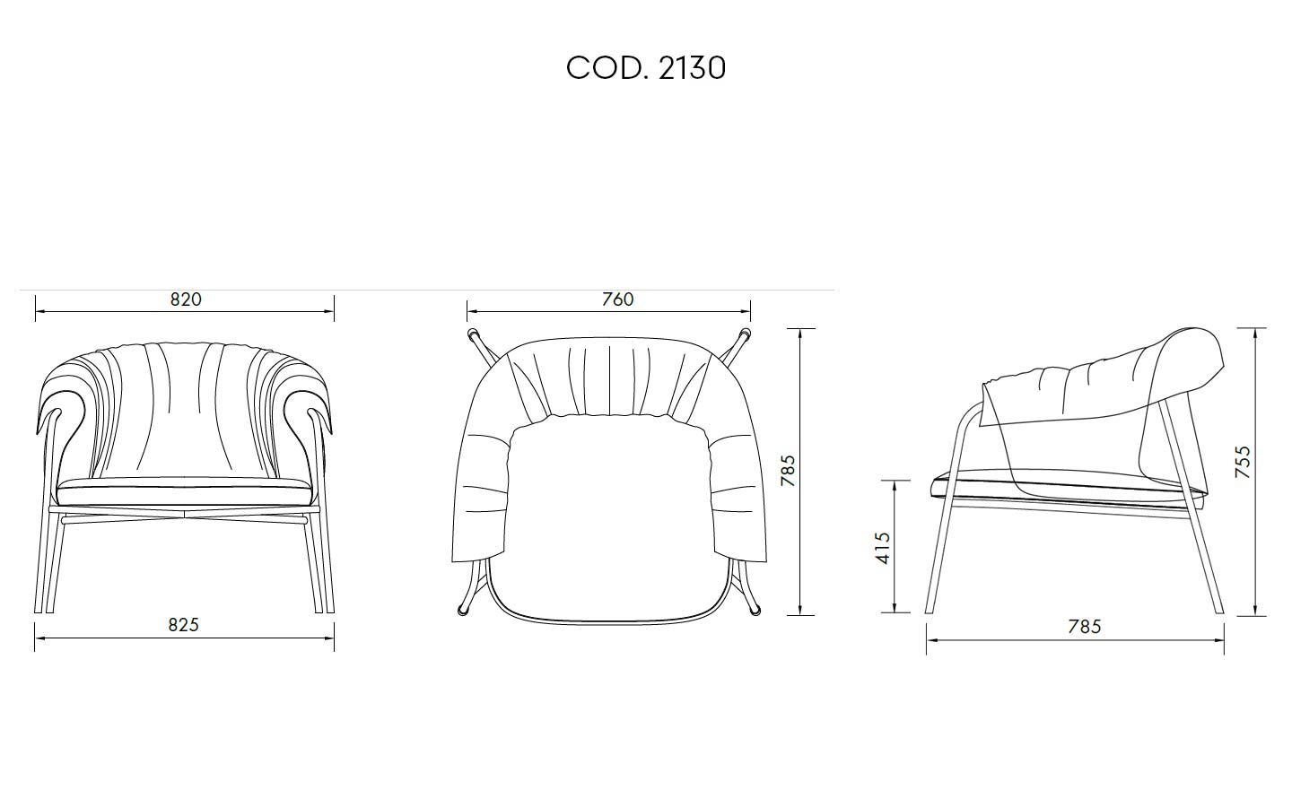 Scala Indoor Armchair dimensions