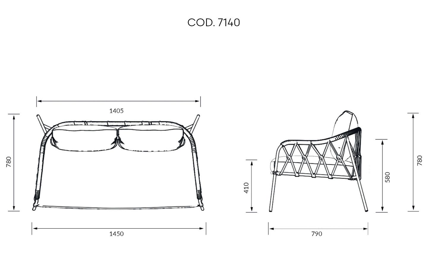 Scala Outdoor Sofa dimensions