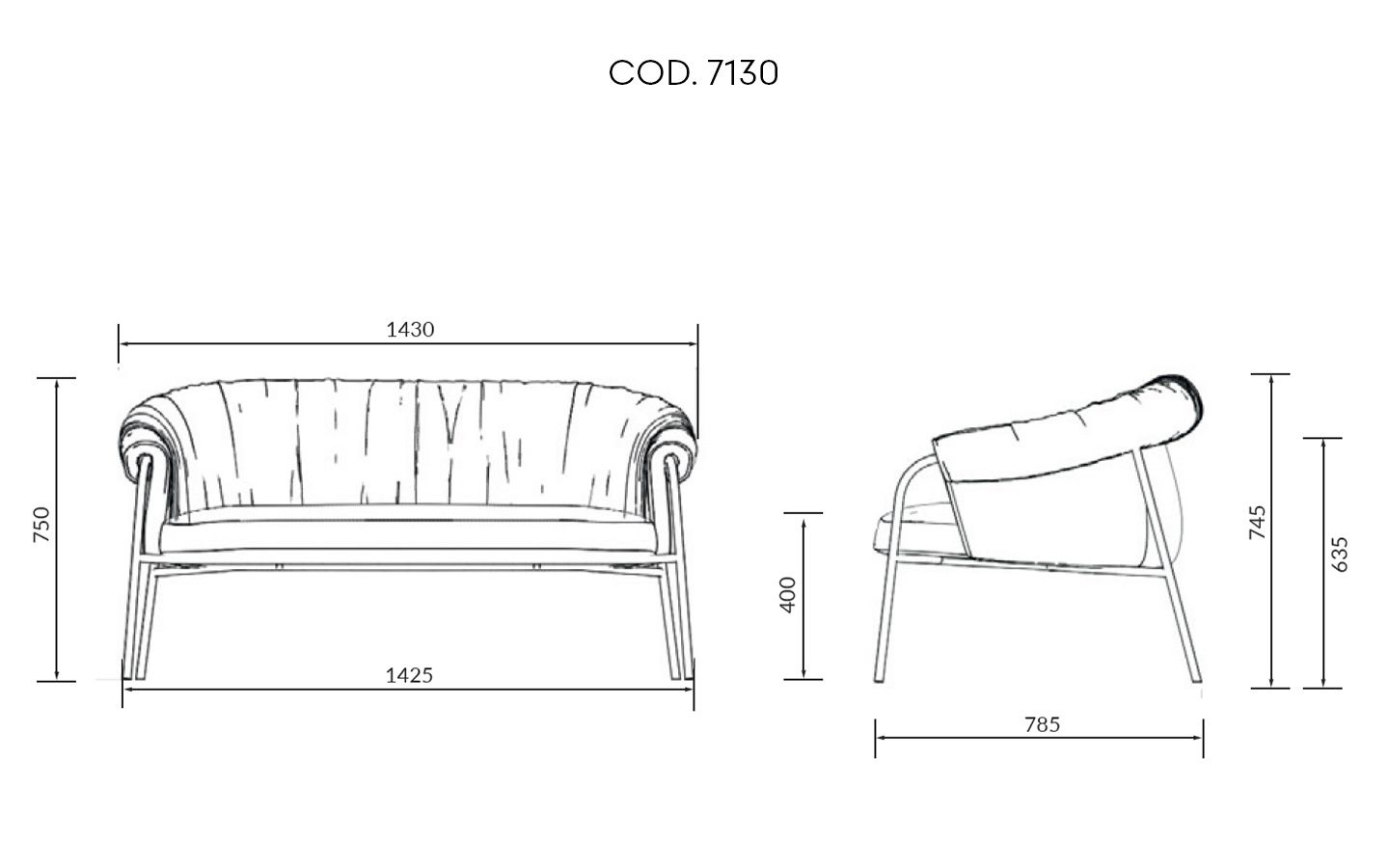 Scala Indoor Sofa dimensions