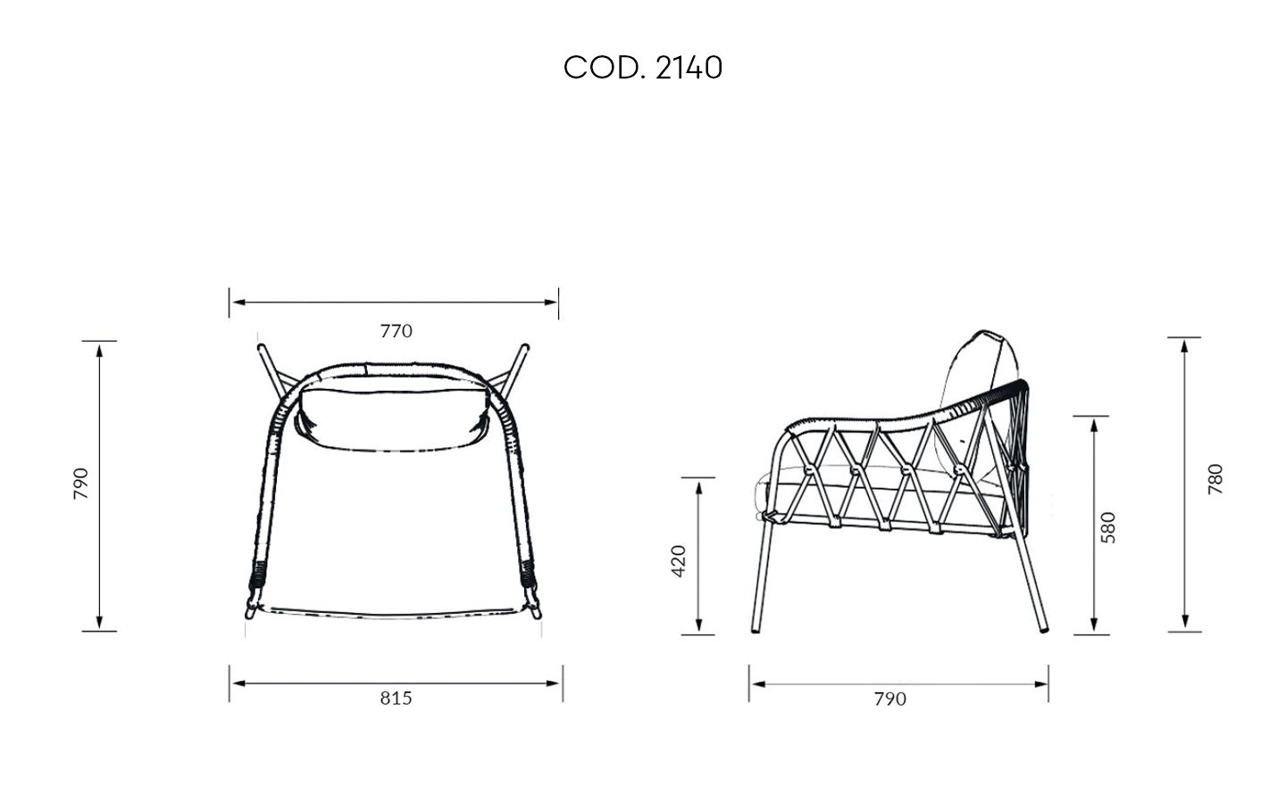 Scala Outdoor Armchair dimensions