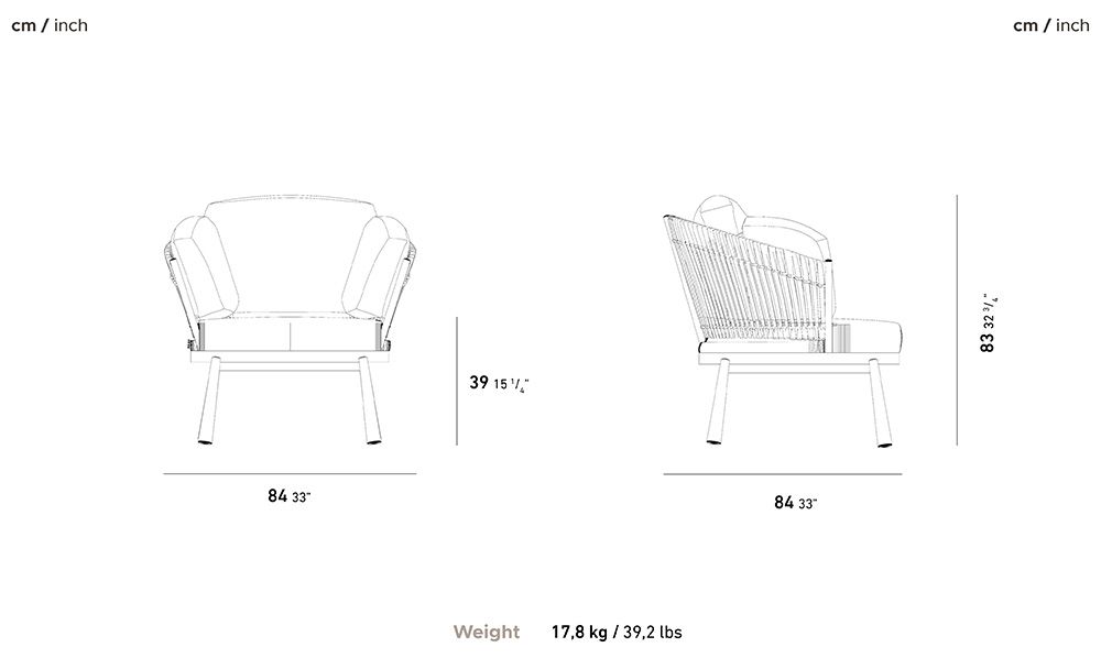 Turtle Armchair dimensions