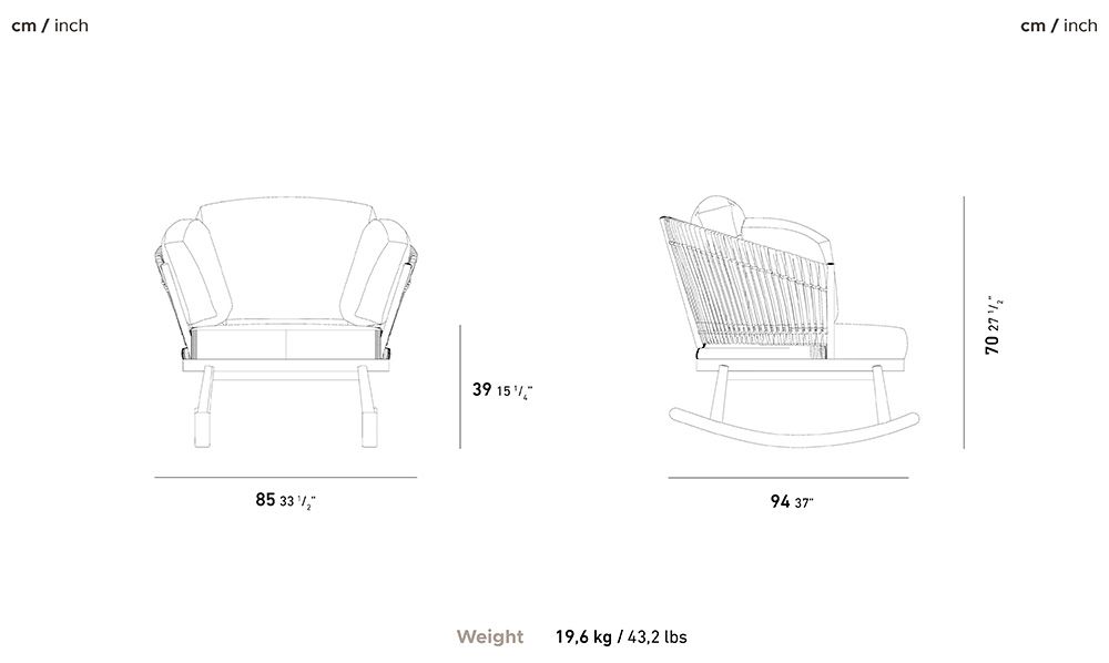 Turtle Rocking Armchair dimensions