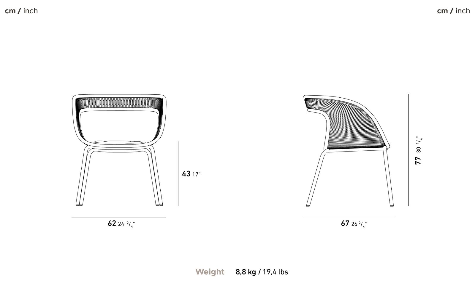 Barla Chair dimensions