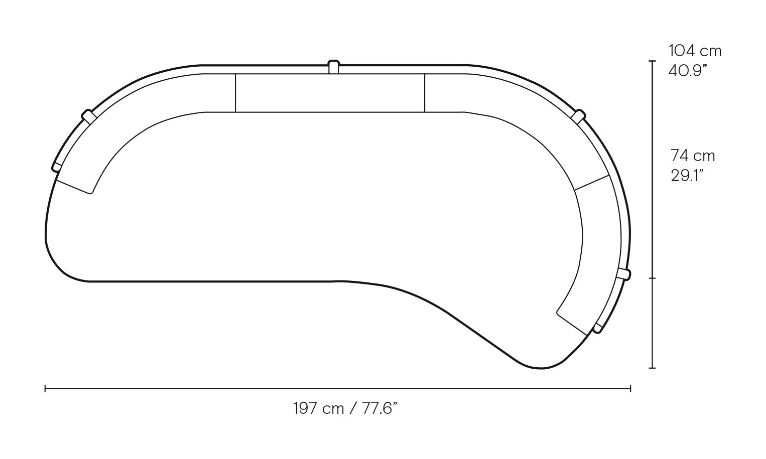 RF1903R Sideways Sofa dimensions