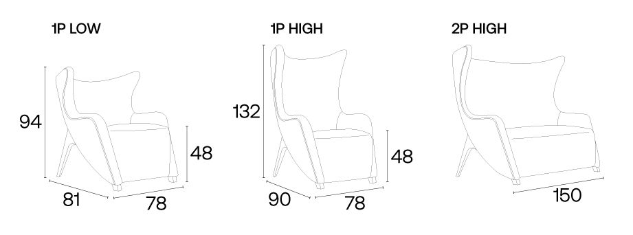 Gea Small Armchair dimensions
