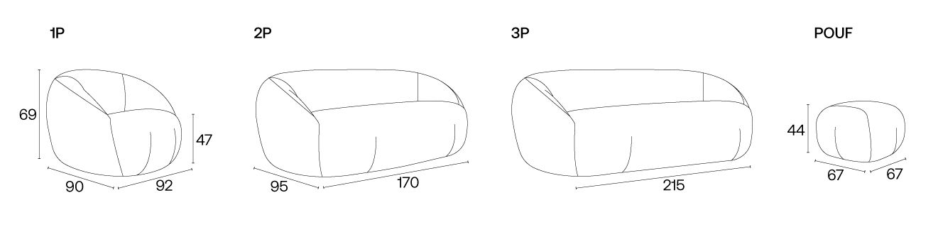 Kobe Pouf dimensions
