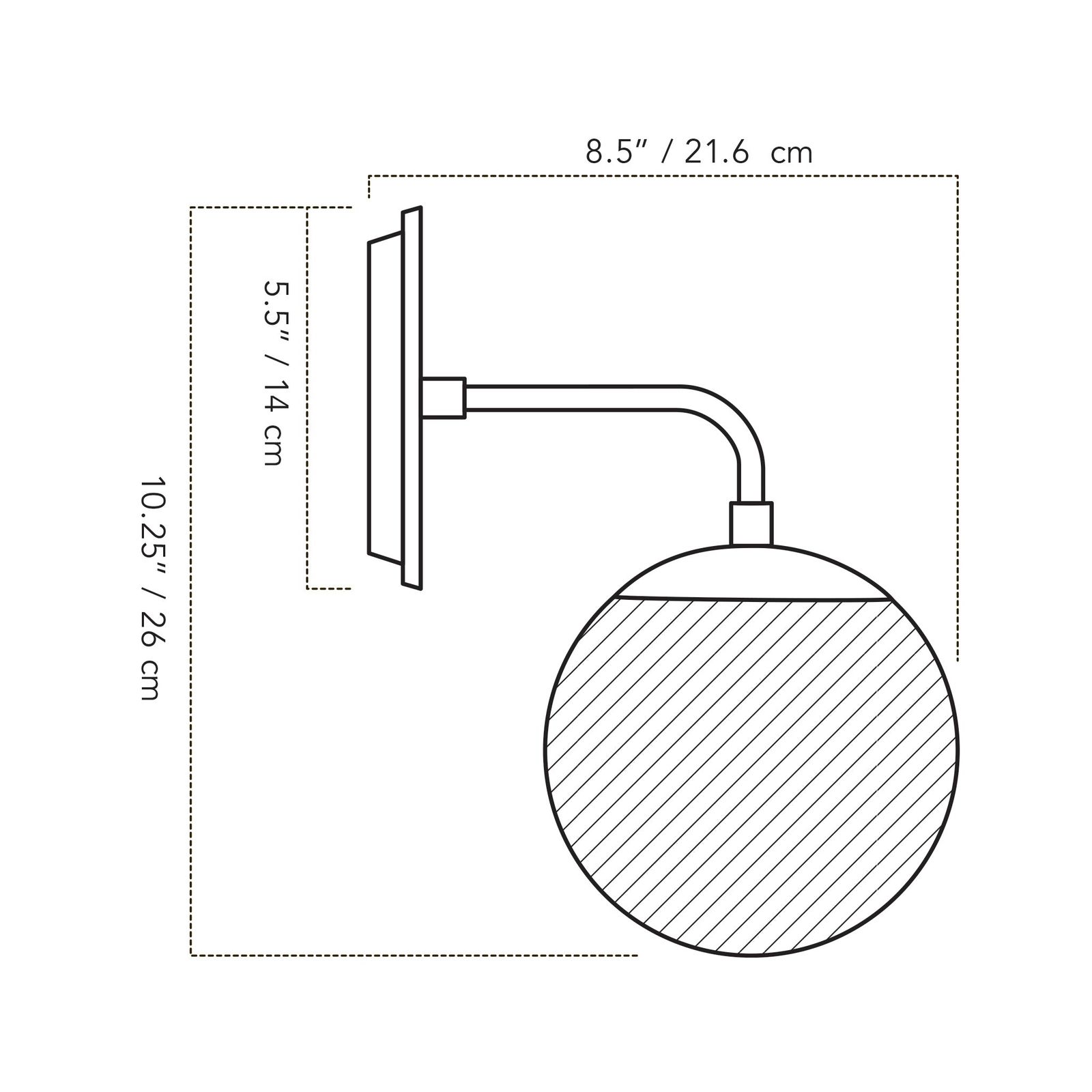 Alto Sconce 6" with Wood Canopy dimensions