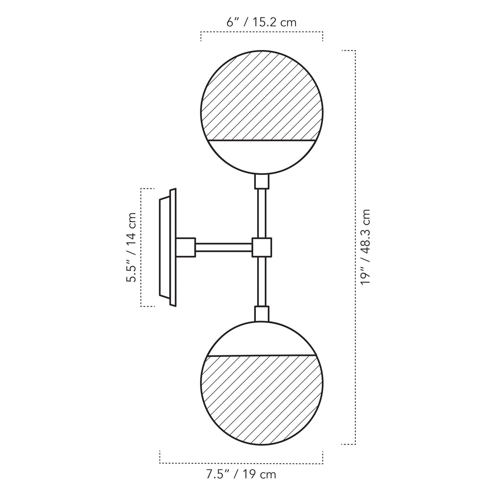 Theo with Ceramic Canopy dimensions