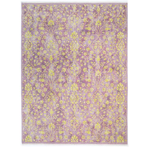 Purple Transitional Wool Rug by Abchome
