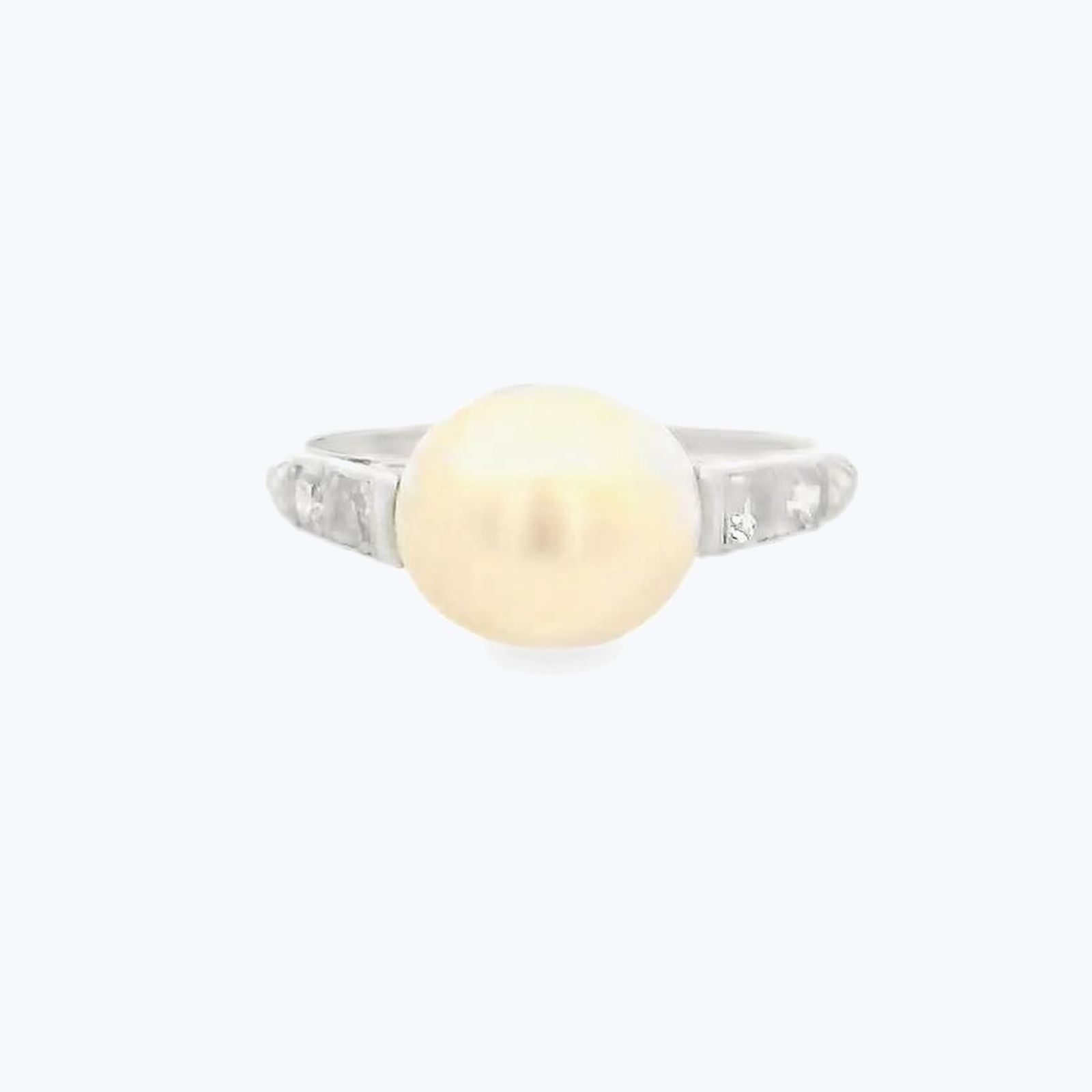 Platinum Vintage Pearl Diamond Ring by Abchome