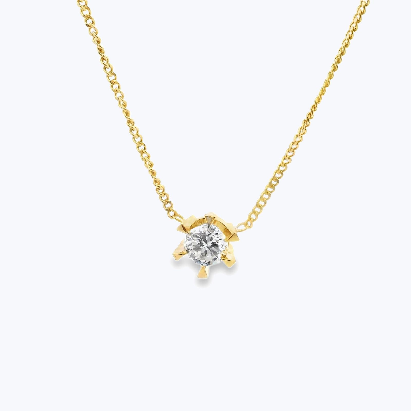 Gold & Diamond Solitaire Pendant Necklace by Abchome