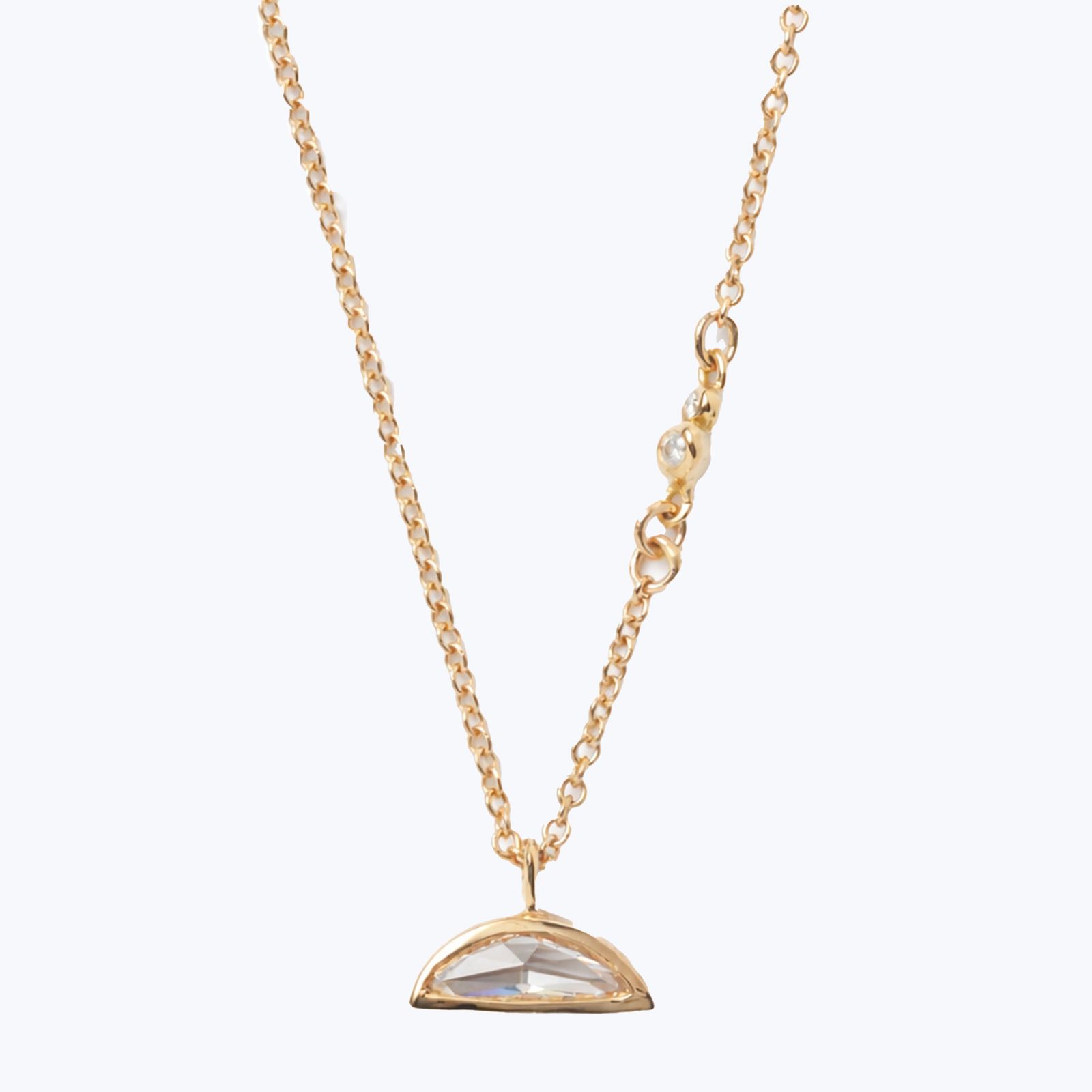 Elongated Crescent Moon Rose Cut Diamond Pendant by Abchome