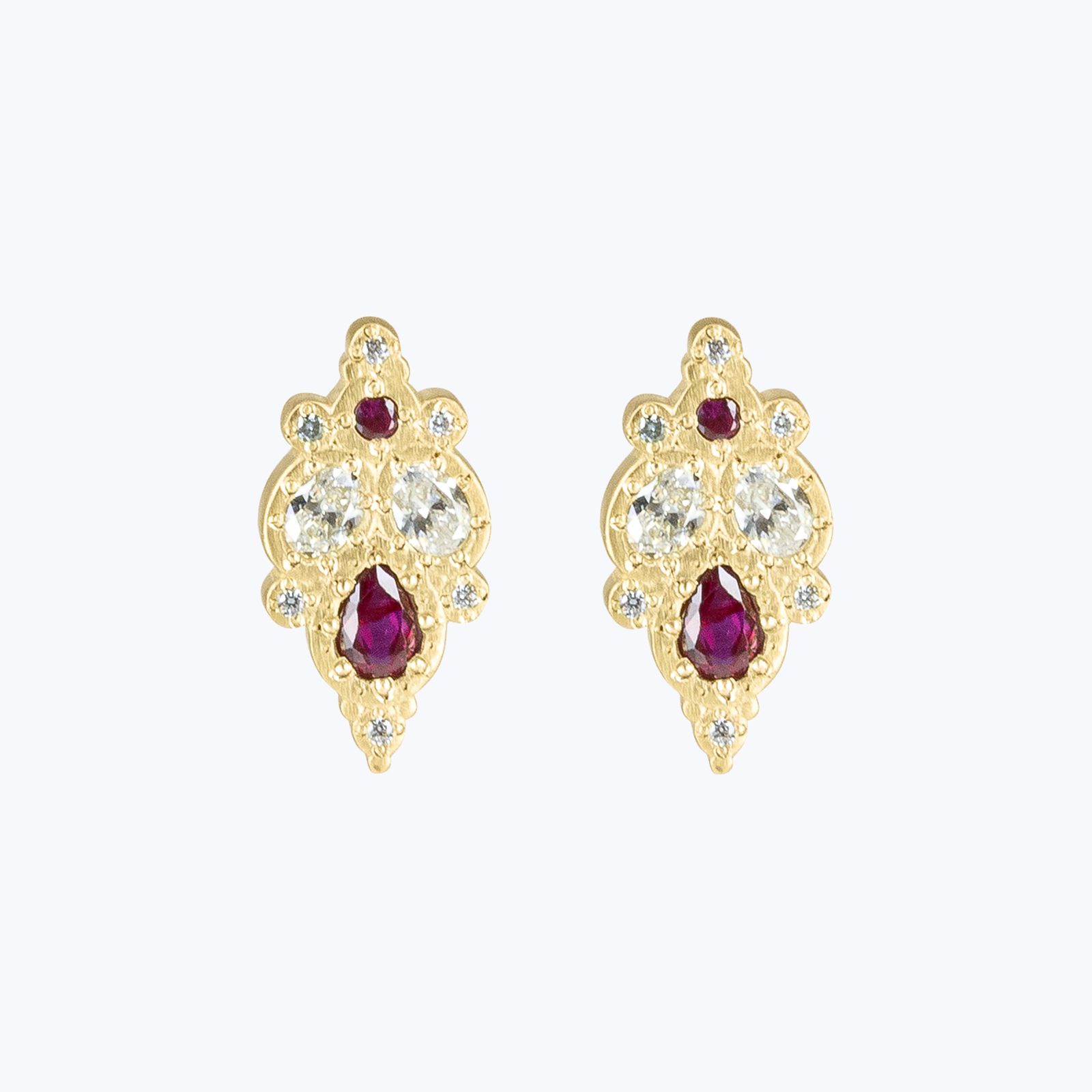 Floral Studs, Ruby by Abchome