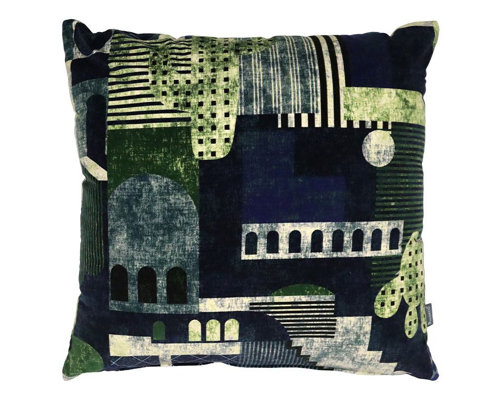 CUSHION INHAUS VIRALOFF LEAFFY BLUE & GREEN 50×50 by Aldeco