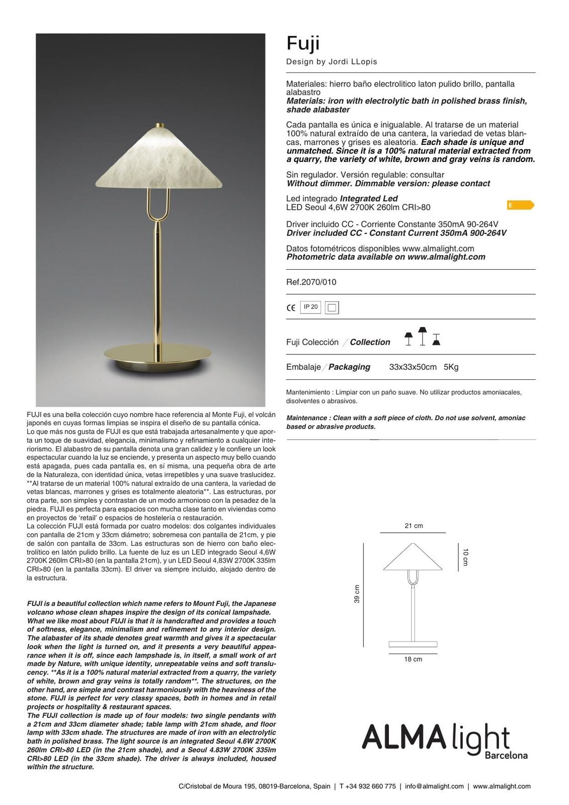Fuji Pendant Lamp (ref. 2070) dimensions