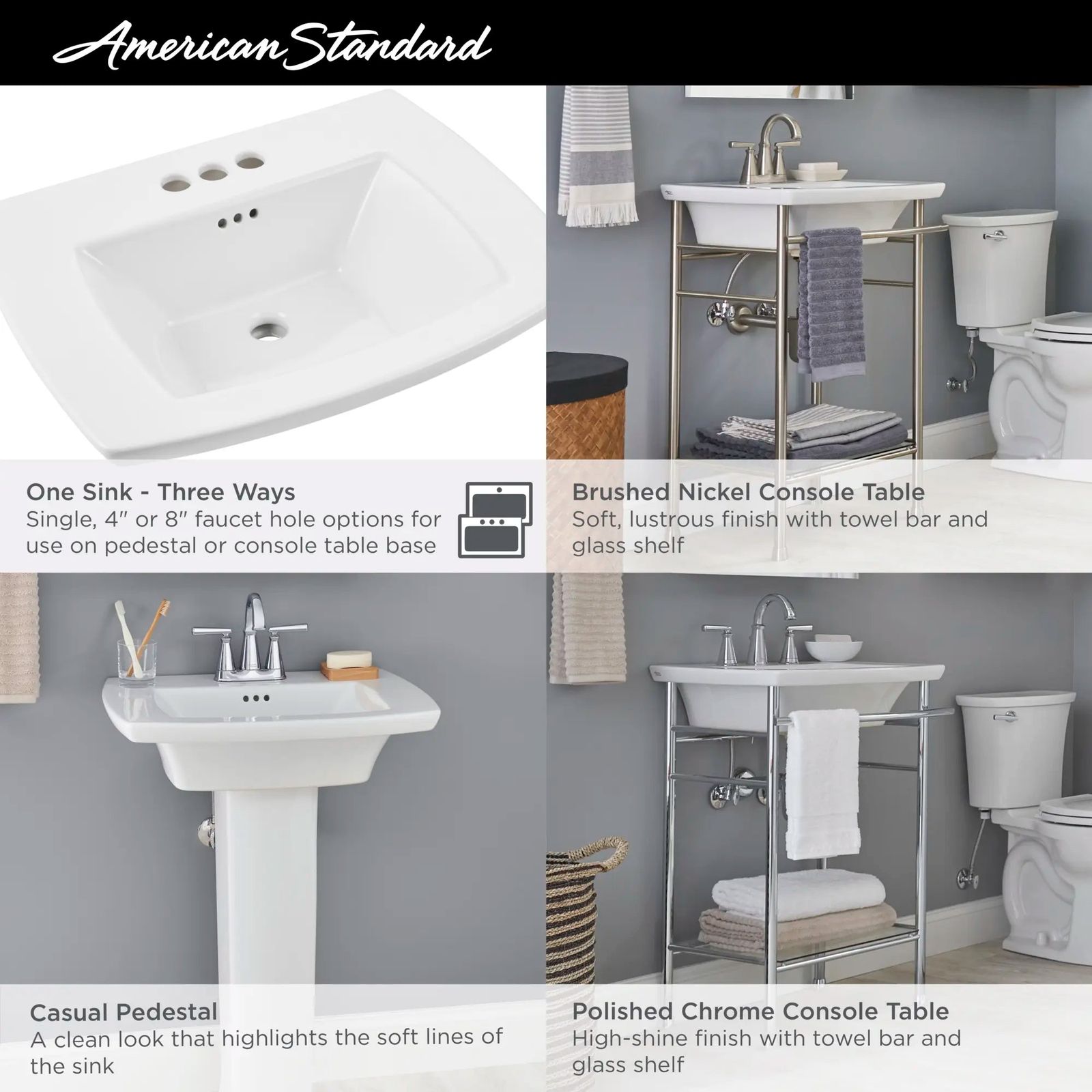 Edgemere 8-Inch Widespread Pedestal Sink Top by American Standard