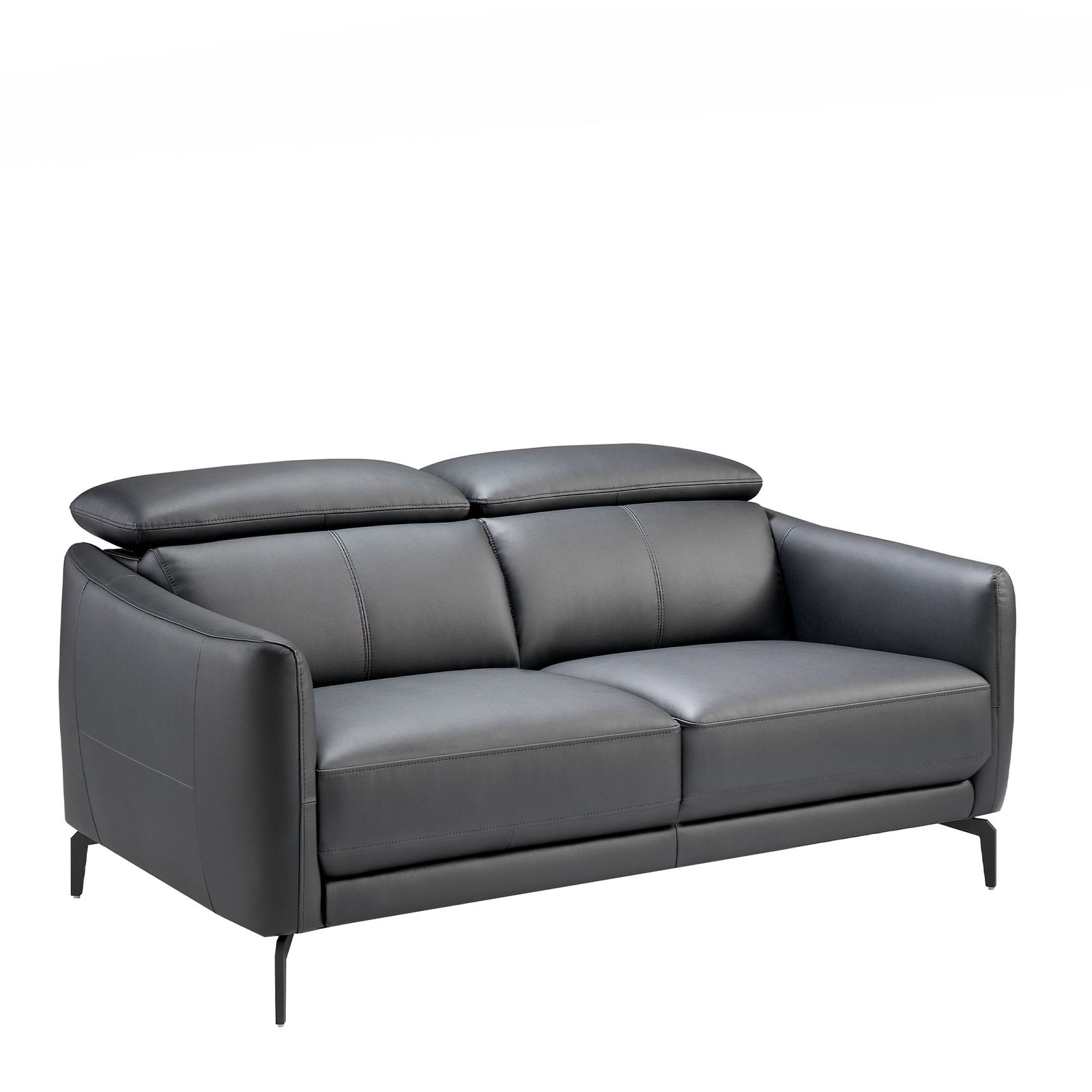 Sofa 2 seater upholstered in leather with legs steel black by Angel Cerdá