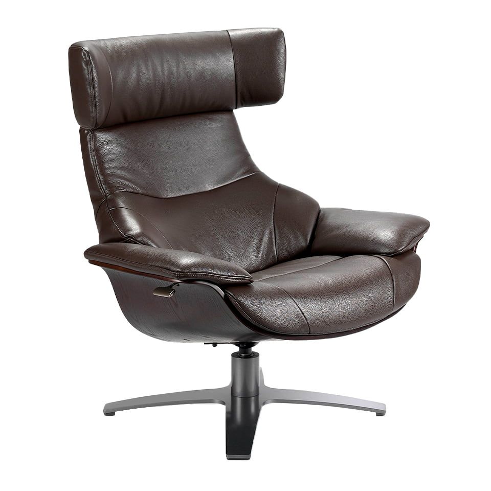 Armchair swivel reclinable leather brown chocolate by Angel Cerdá