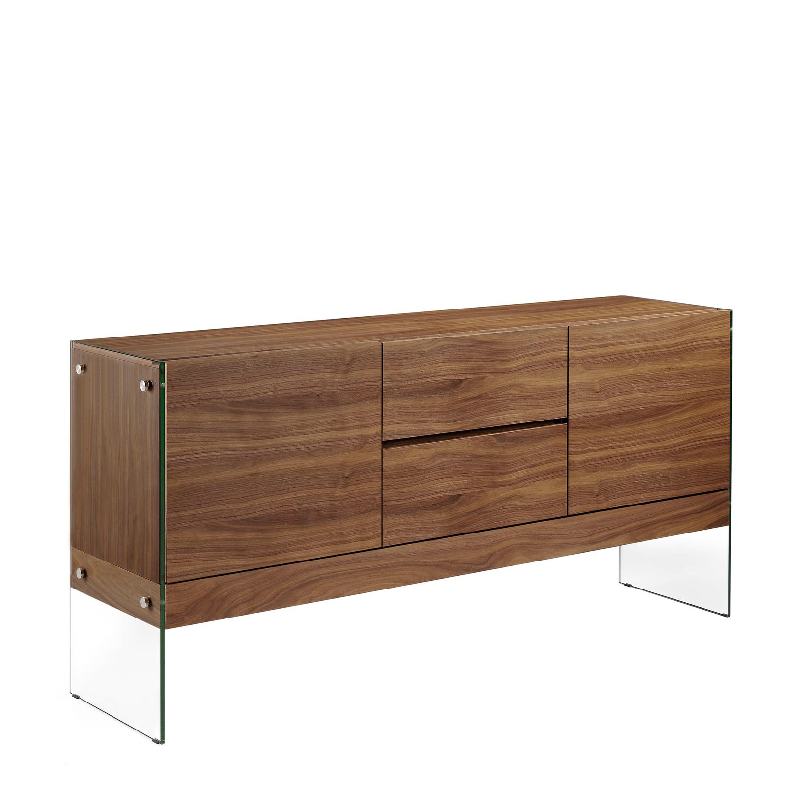 Sideboard wooden walnut and tempered glass by Angel Cerdá