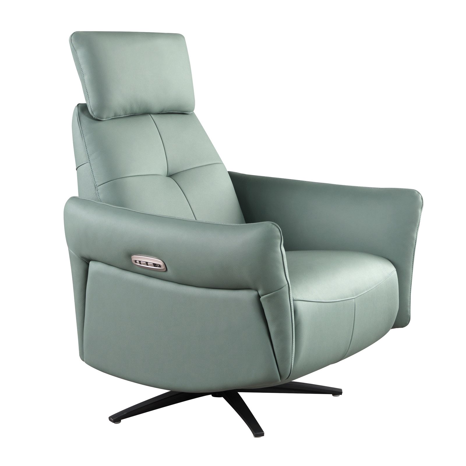 Armchair reclining swivel leather green turquesa by Angel Cerdá