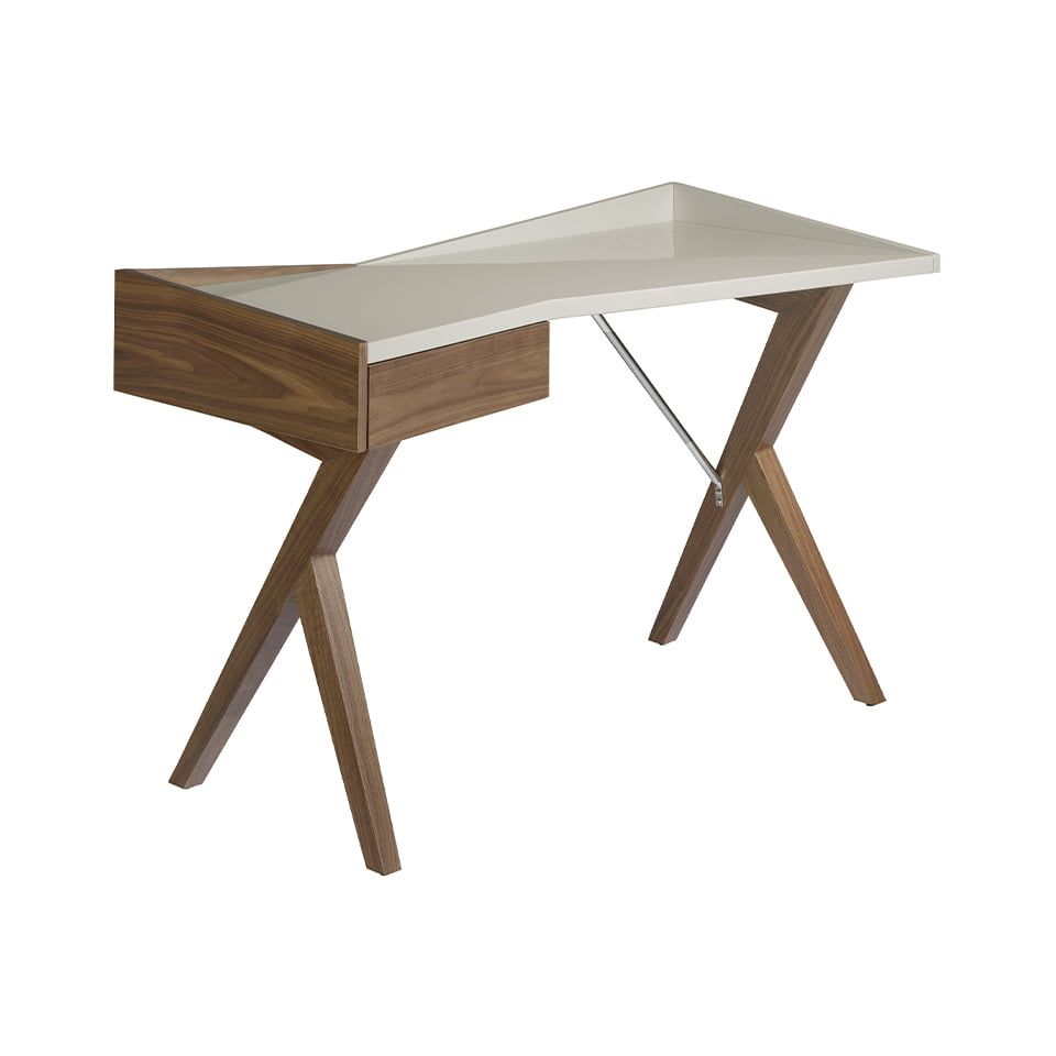 Desk office wooden walnut and tapa lacada grey perla by Angel Cerdá