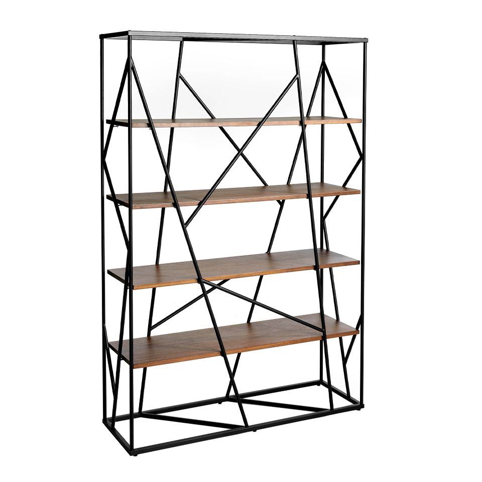 Shelving unit steel black and wood walnut by Angel Cerdá
