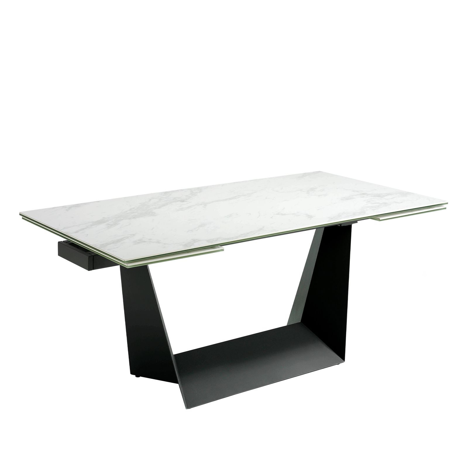 Dining table extending porcelain and steel black by Angel Cerdá