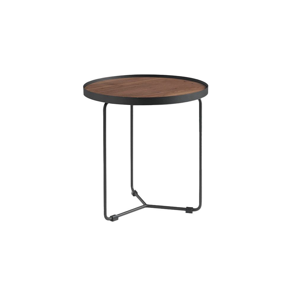 Table rincon round wooden walnut and steel black by Angel Cerdá