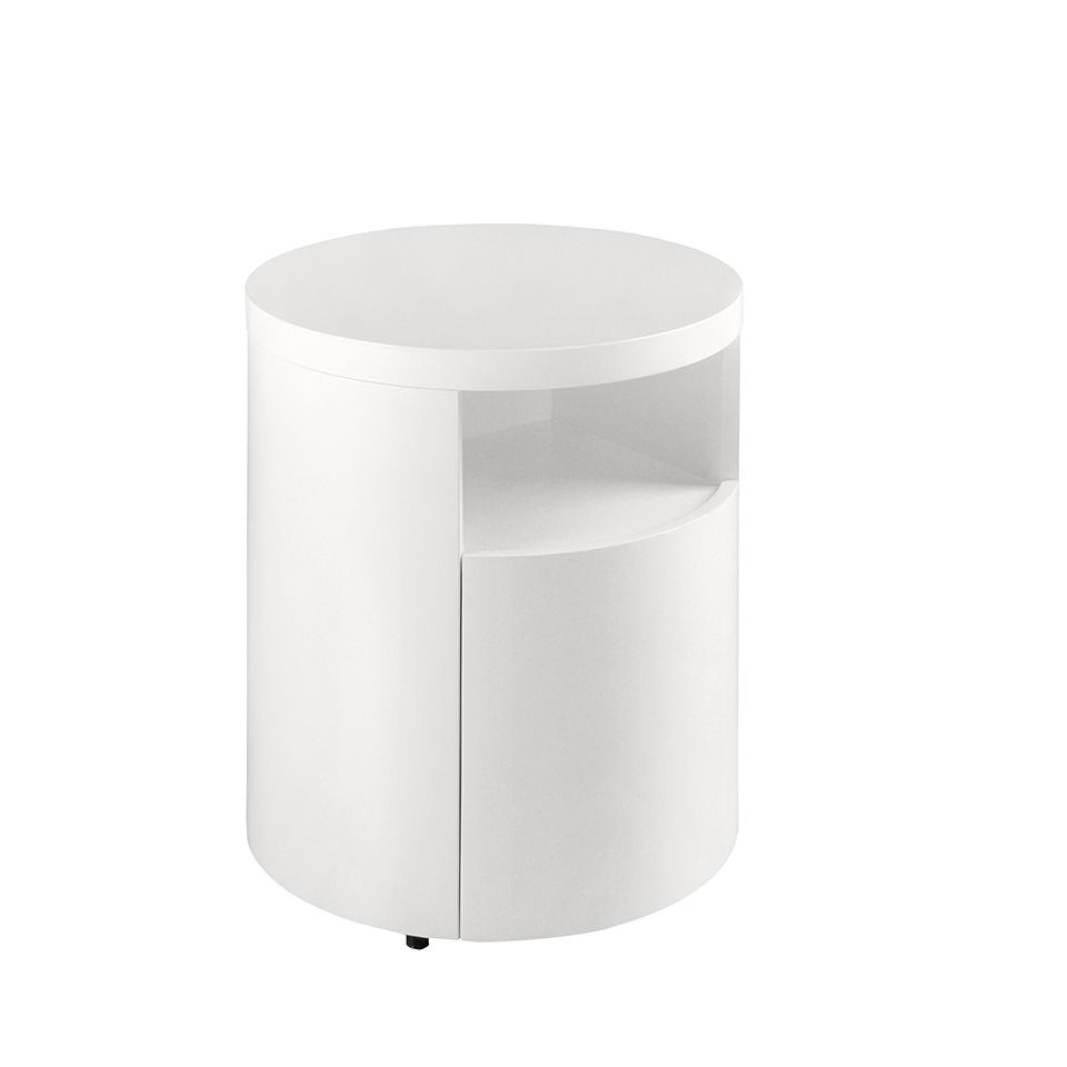 Bedside table noche round wooden white by Angel Cerdá