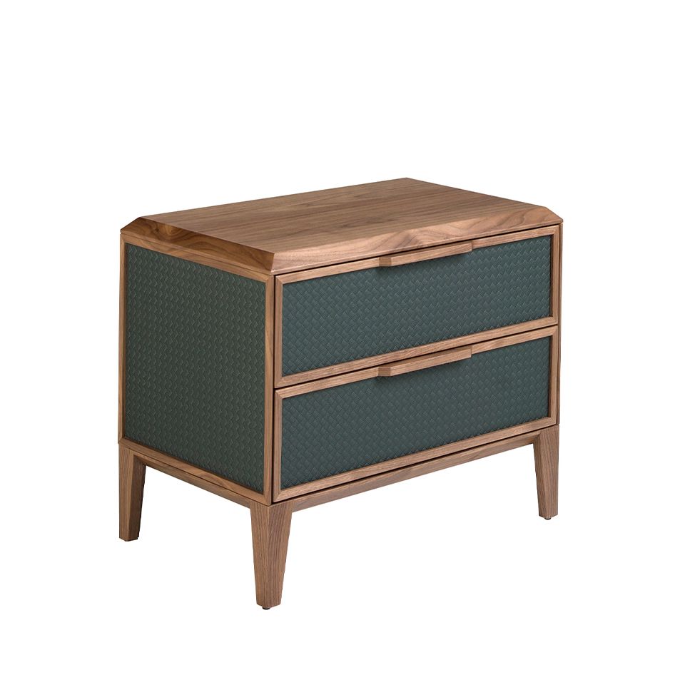Bedside table noche pvc green oscuro and walnut by Angel Cerdá